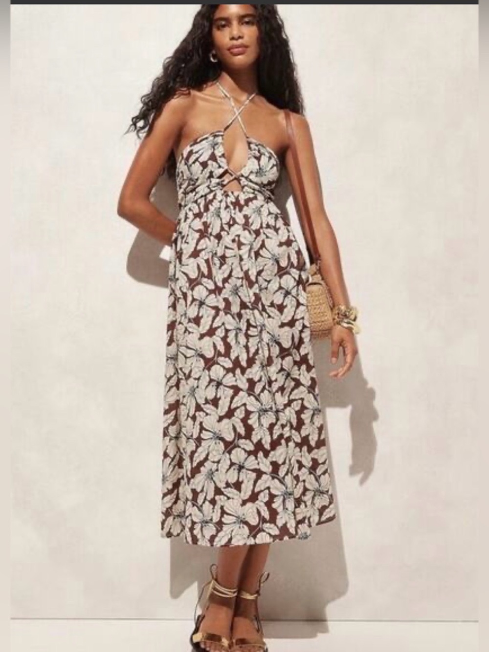 NWT J.Crew cutout halter beach dress in floral cotton voile